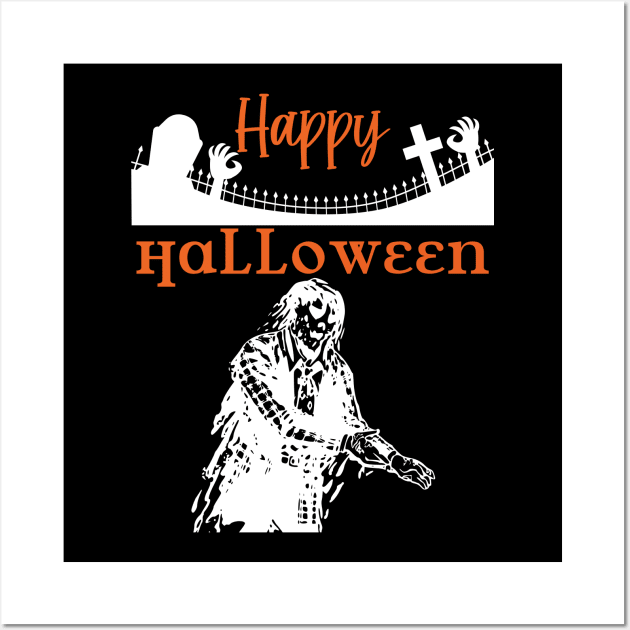 Happy Halloween Zombie Wall Art by Crimson Leo Designs